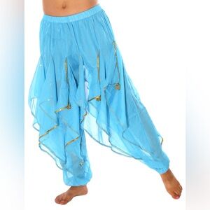 Vibrant Blue Sequin Bollywood / Belly Dance Harem Pants